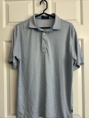 Men’s Light Blue Striped Polo Shirt